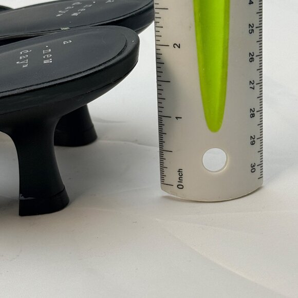 A New Day Sandals Womens 11 Black Faux Leather Kitten Heel Strappy Slide - Picture 10 of 10